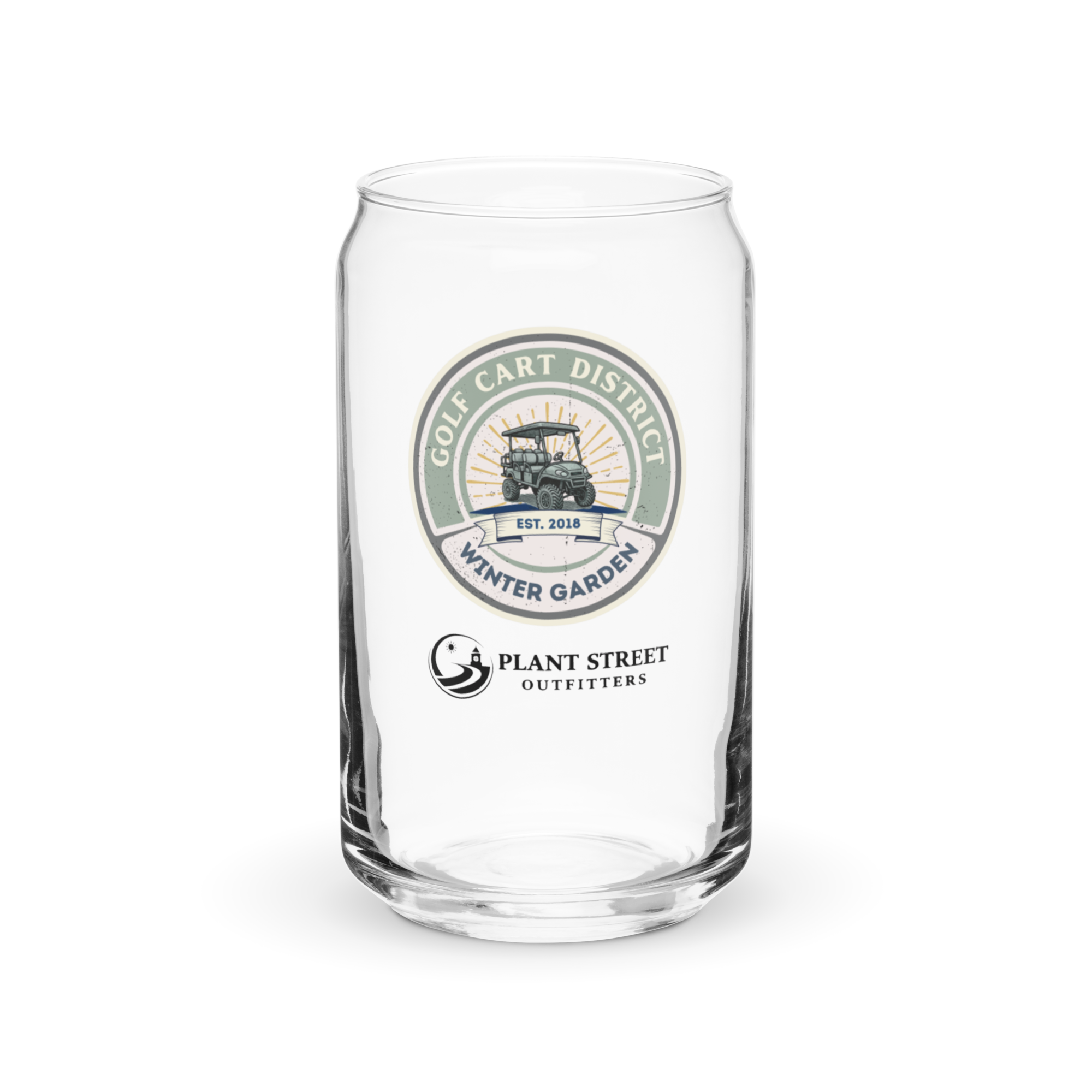 Golf Cart District Green Logo - Can-shaped glass