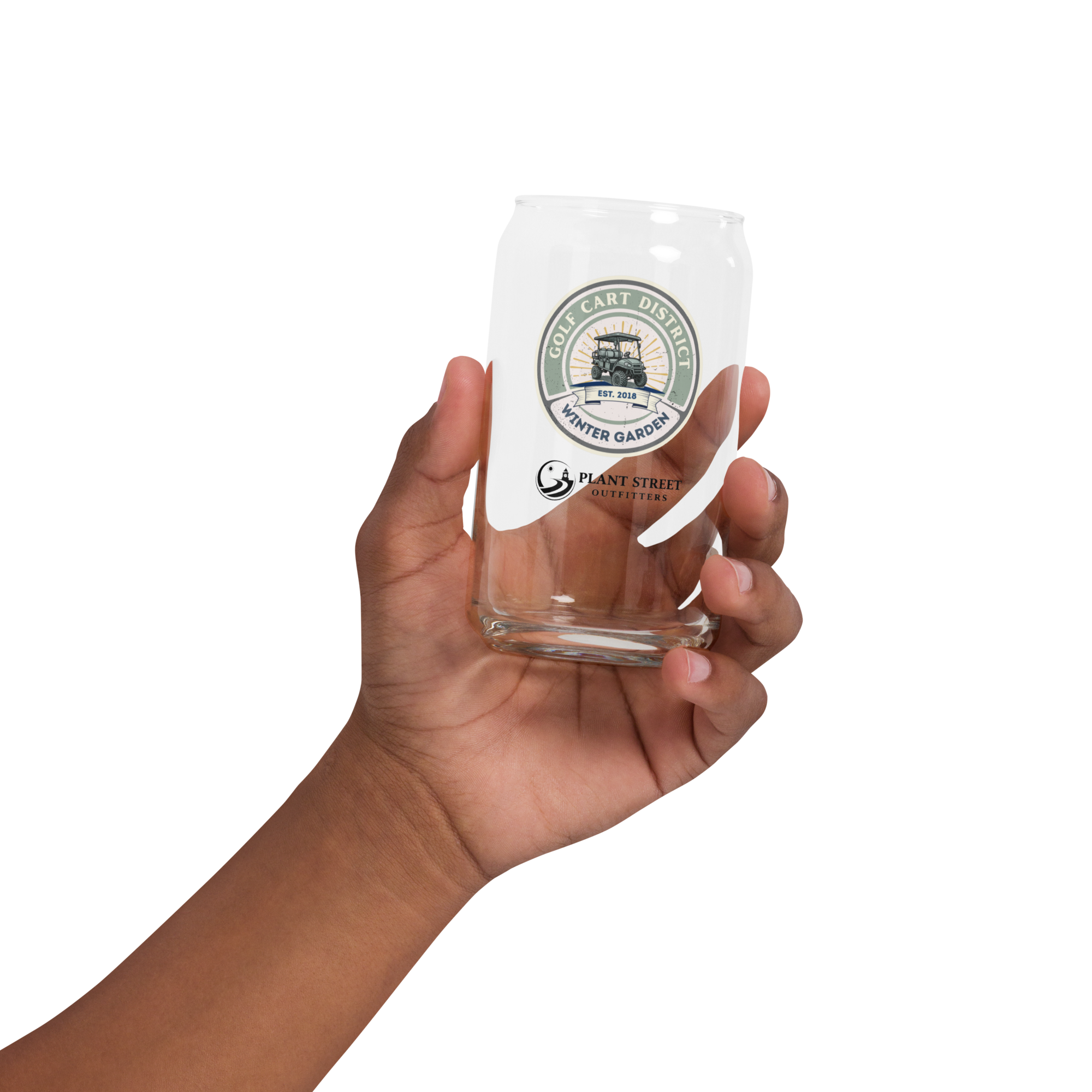 Golf Cart District Green Logo - Can-shaped glass
