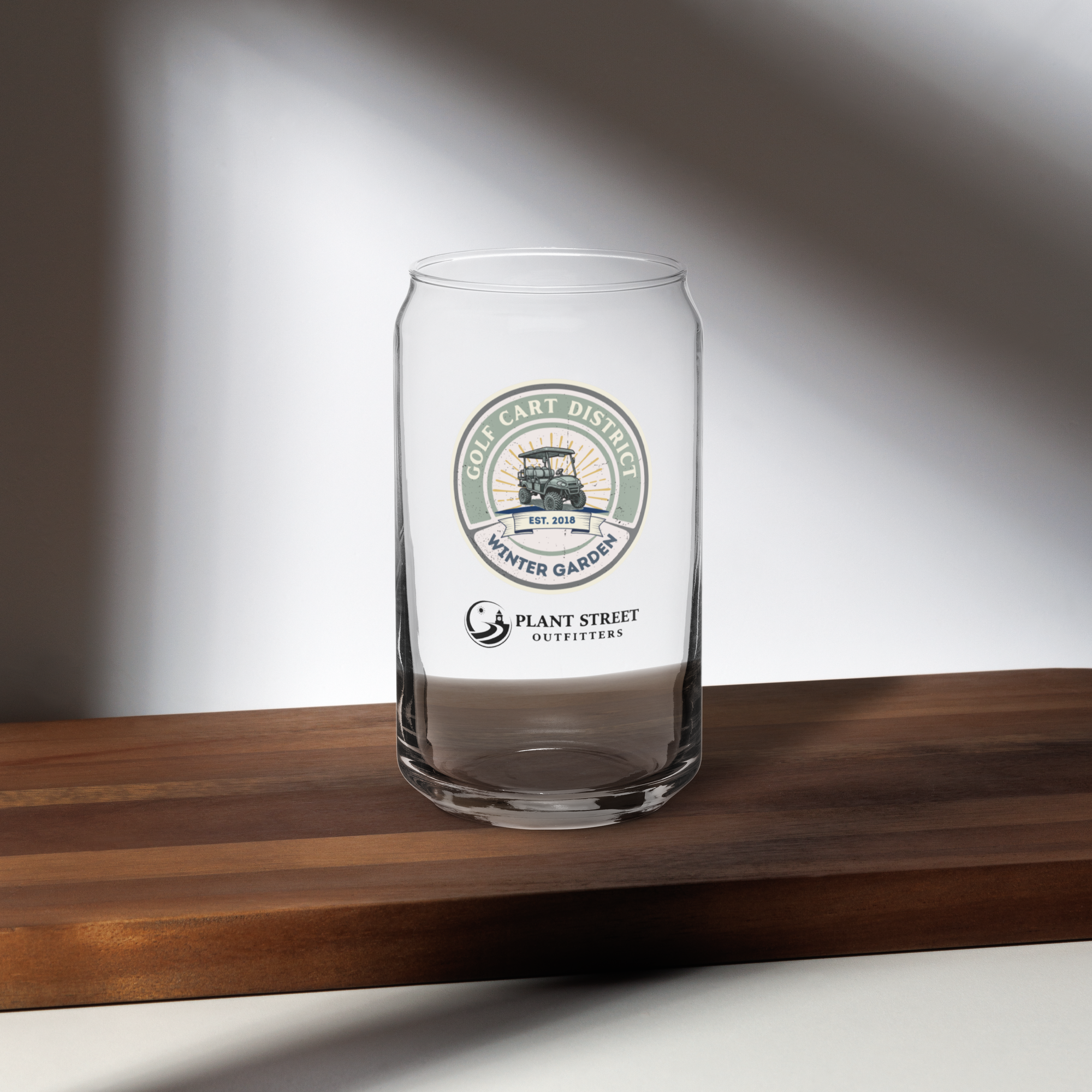 Golf Cart District Green Logo - Can-shaped glass