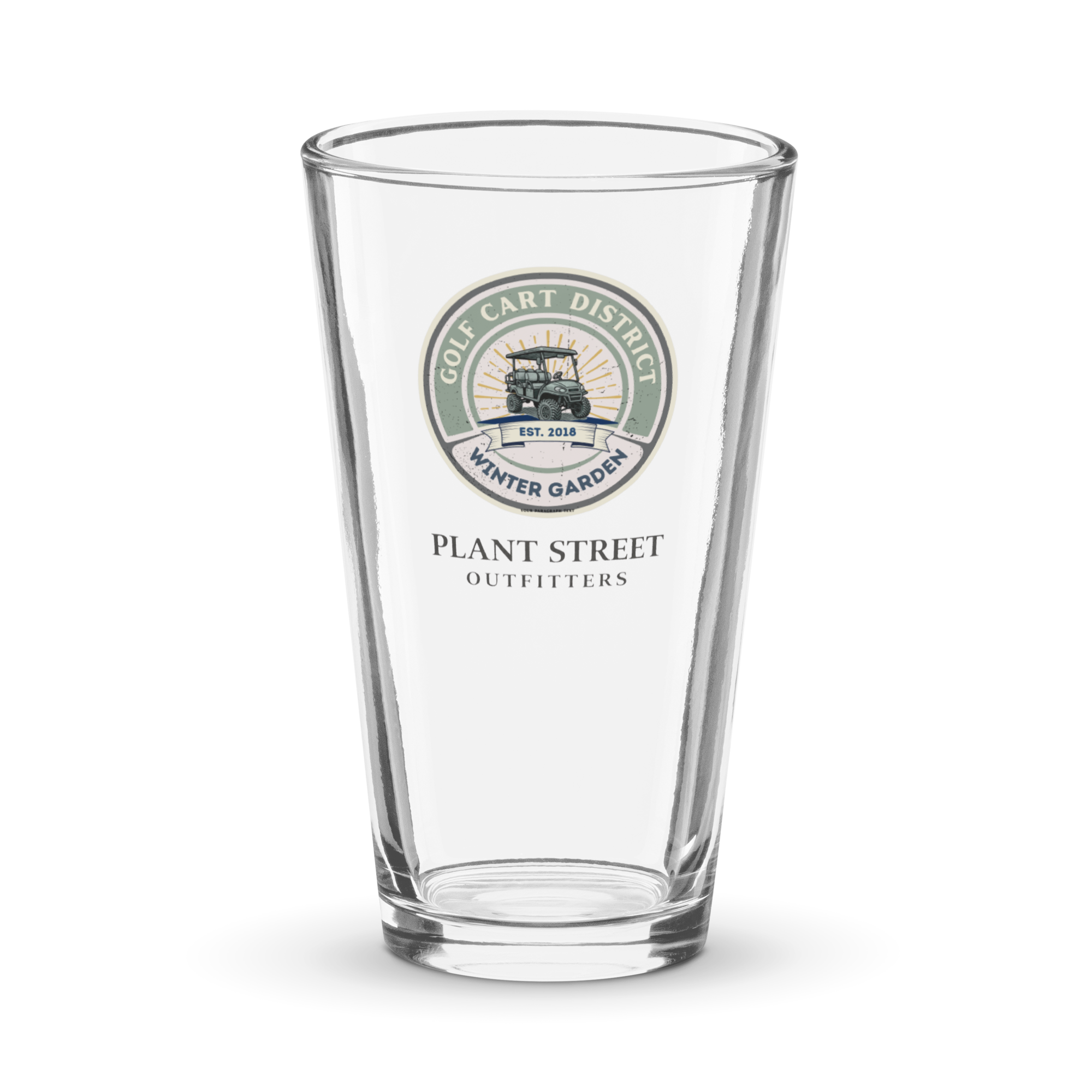 Golf Cart District Green Logo - Shaker pint glass