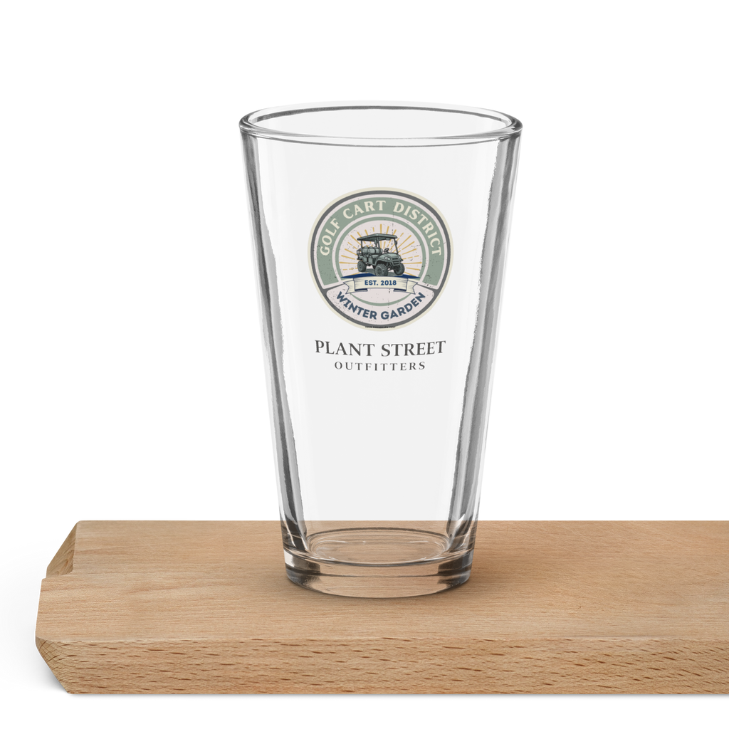 Golf Cart District Green Logo - Shaker pint glass