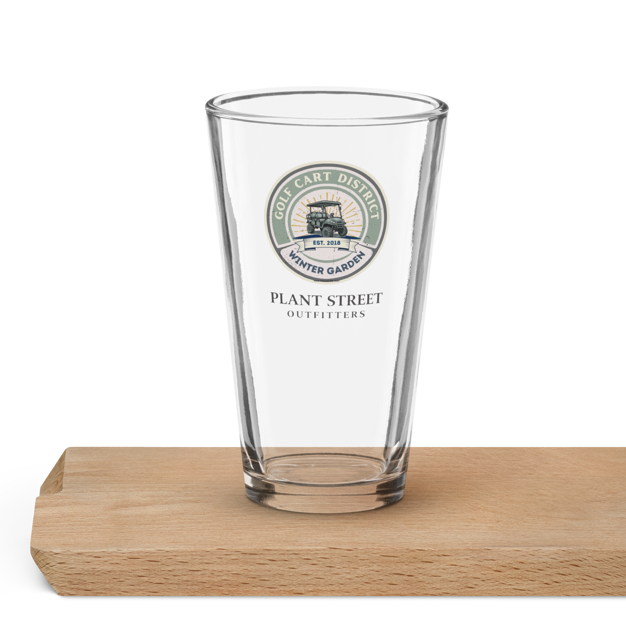 Golf Cart District Green Logo - Shaker pint glass