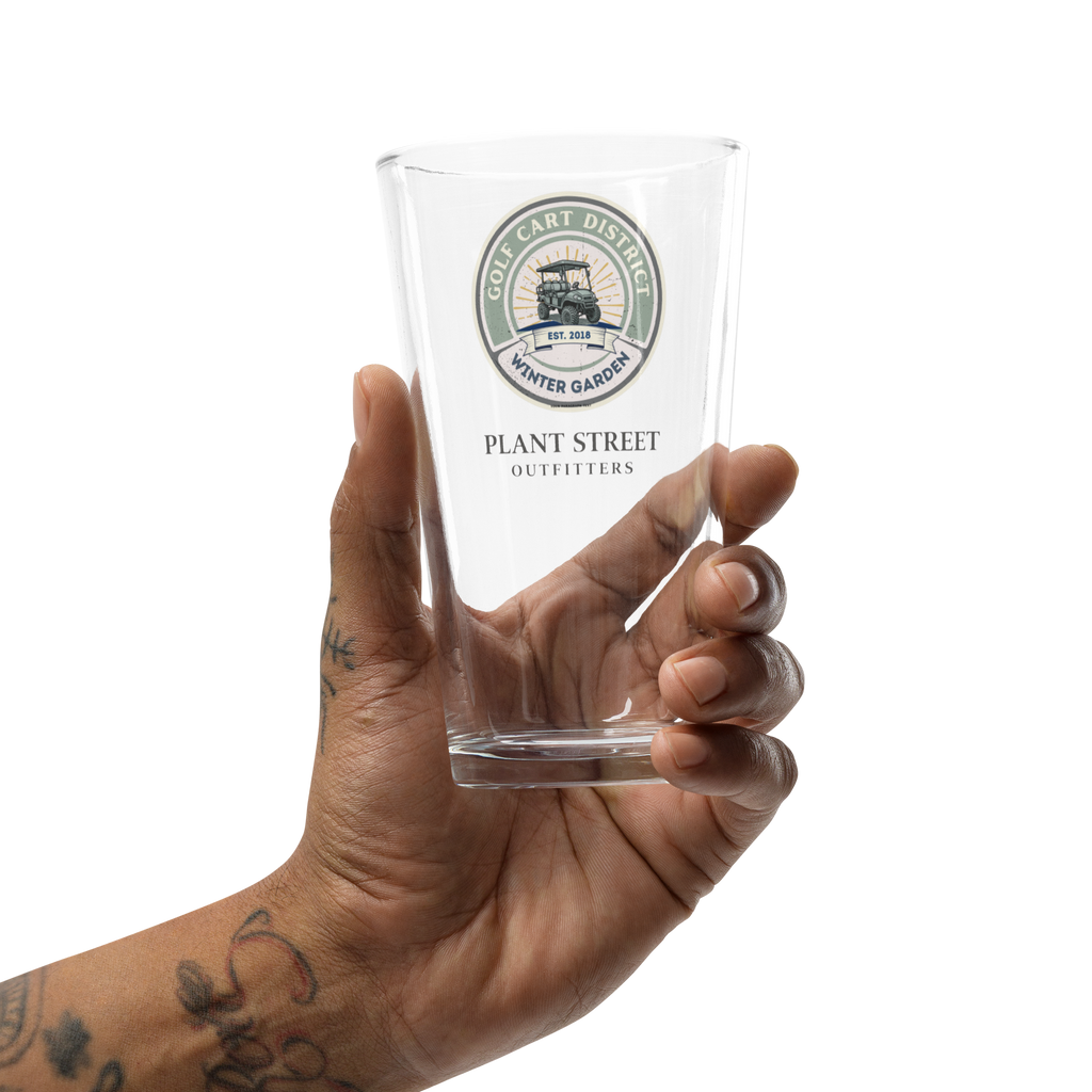 Golf Cart District Green Logo - Shaker pint glass
