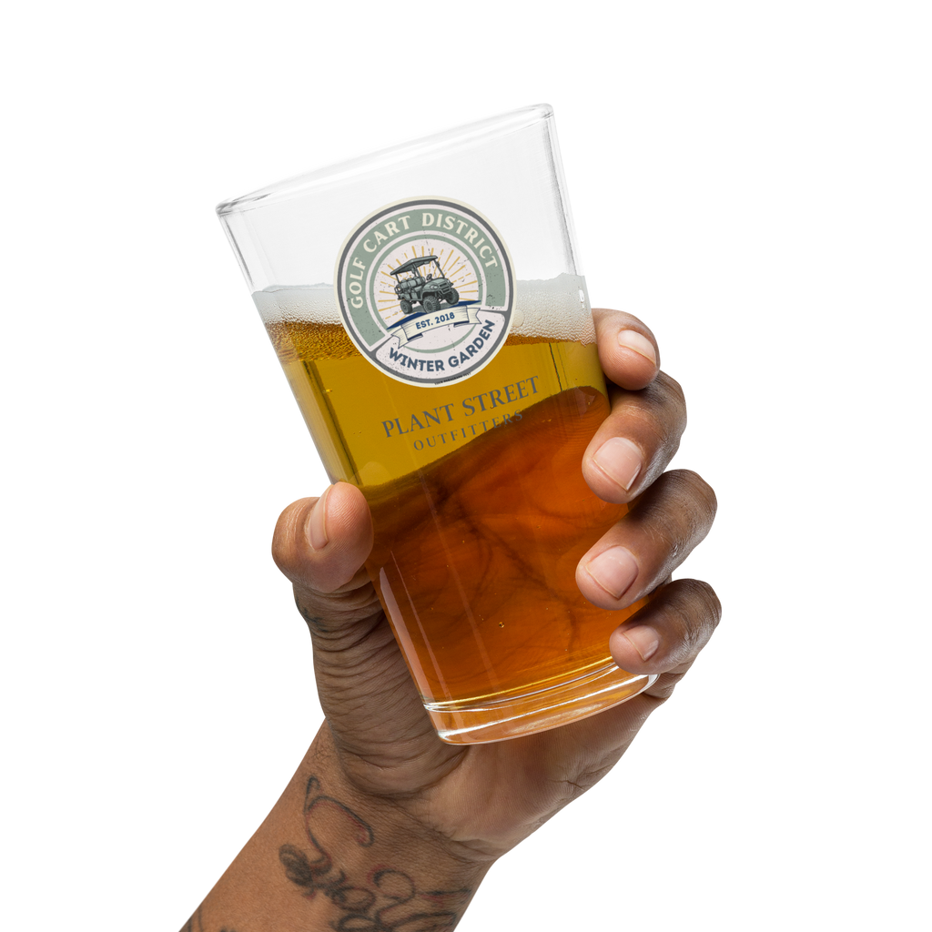 Golf Cart District Green Logo - Shaker pint glass