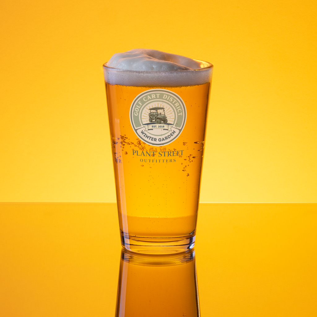 Golf Cart District Green Logo - Shaker pint glass