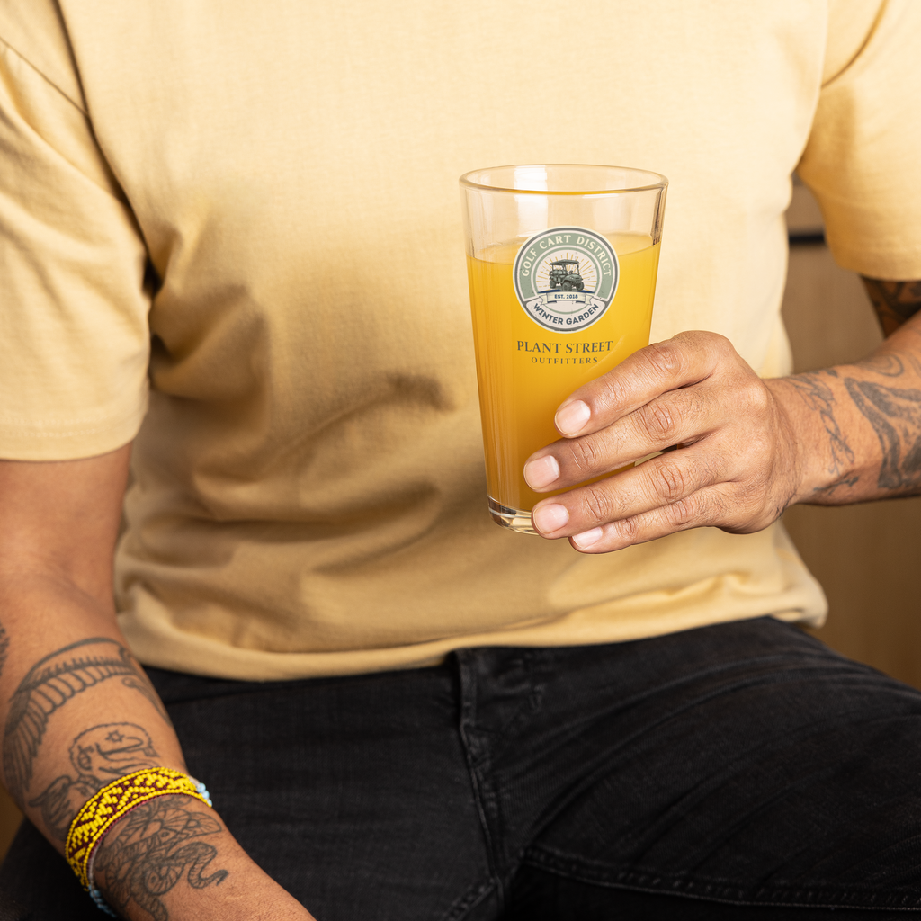 Golf Cart District Green Logo - Shaker pint glass
