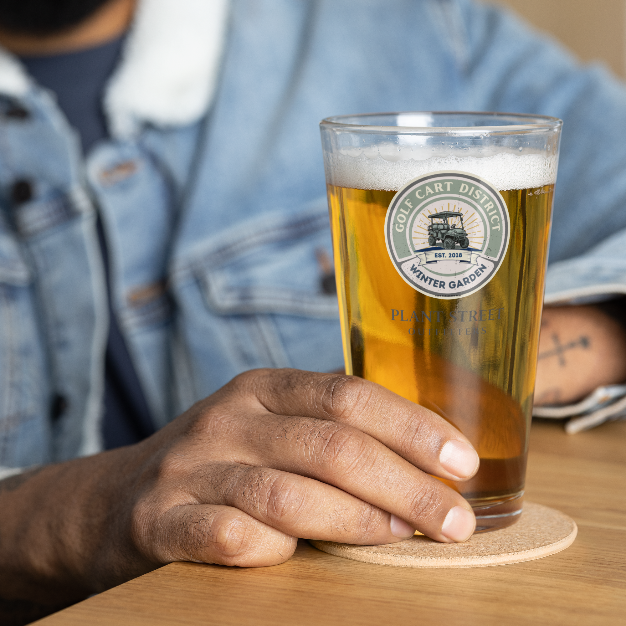 Golf Cart District Green Logo - Shaker pint glass