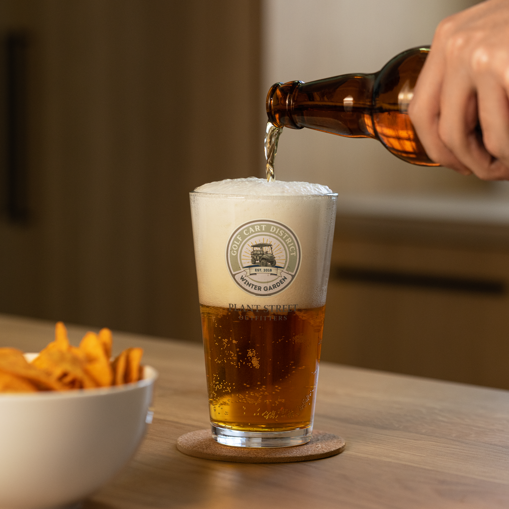 Golf Cart District Green Logo - Shaker pint glass