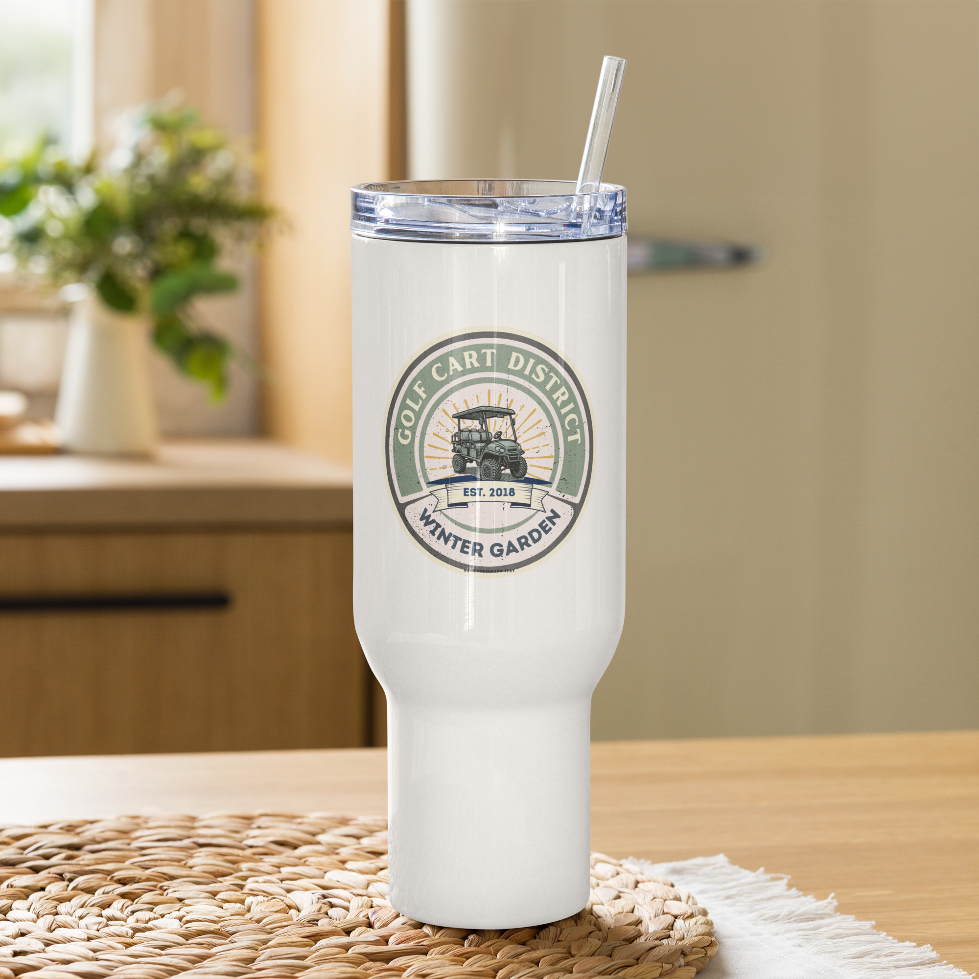 Golf Cart District Green Logo - Travel mug with a handle