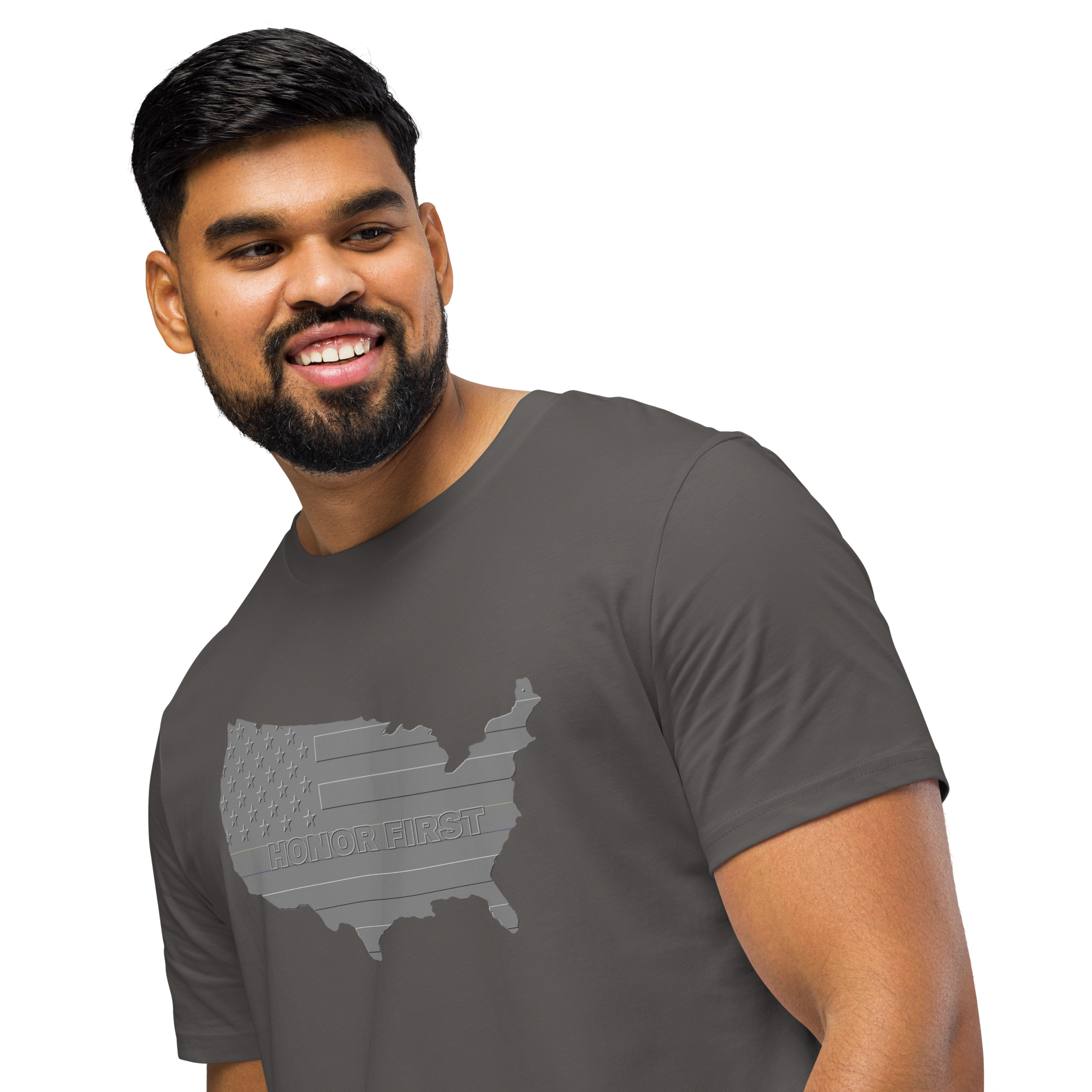 Embossed US Flag Honor First - T-shirt - Unisex organic mid-light