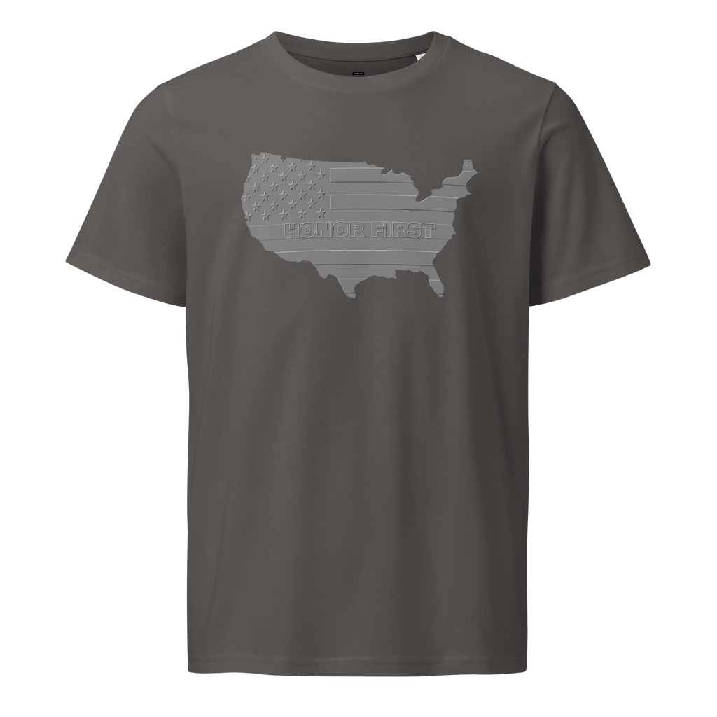 Embossed US Flag Honor First - T-shirt - Unisex organic mid-light