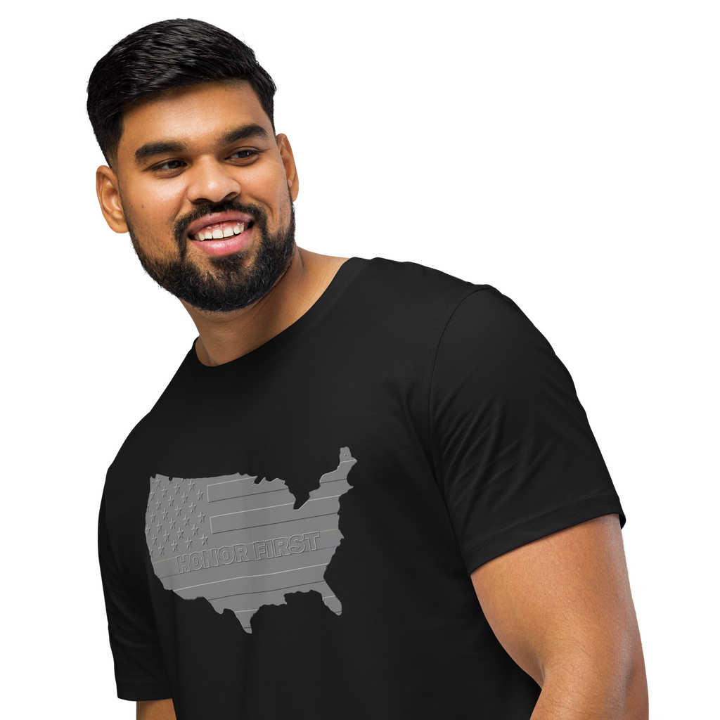Embossed US Flag Honor First - T-shirt - Unisex organic mid-light