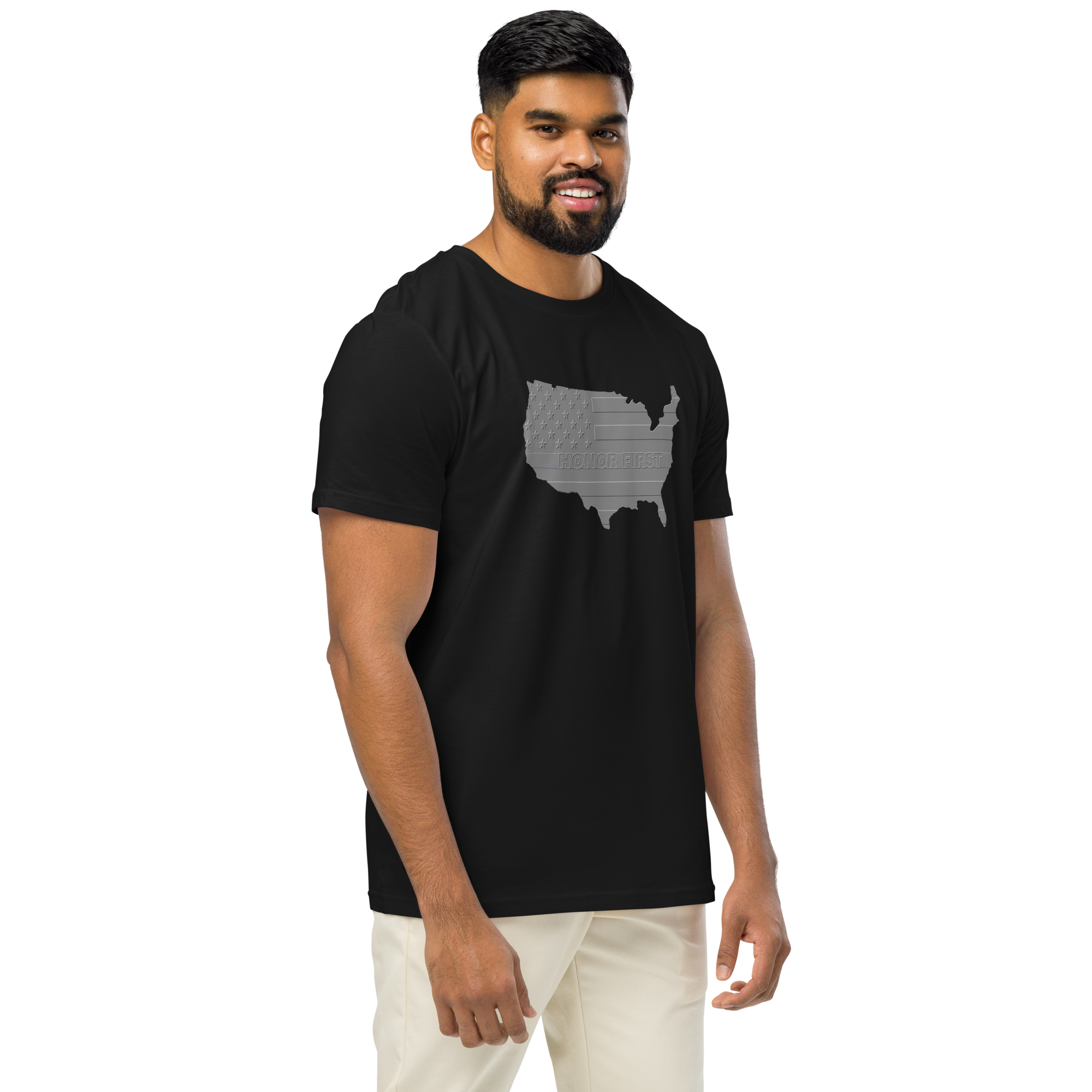 Embossed US Flag Honor First - T-shirt - Unisex organic mid-light