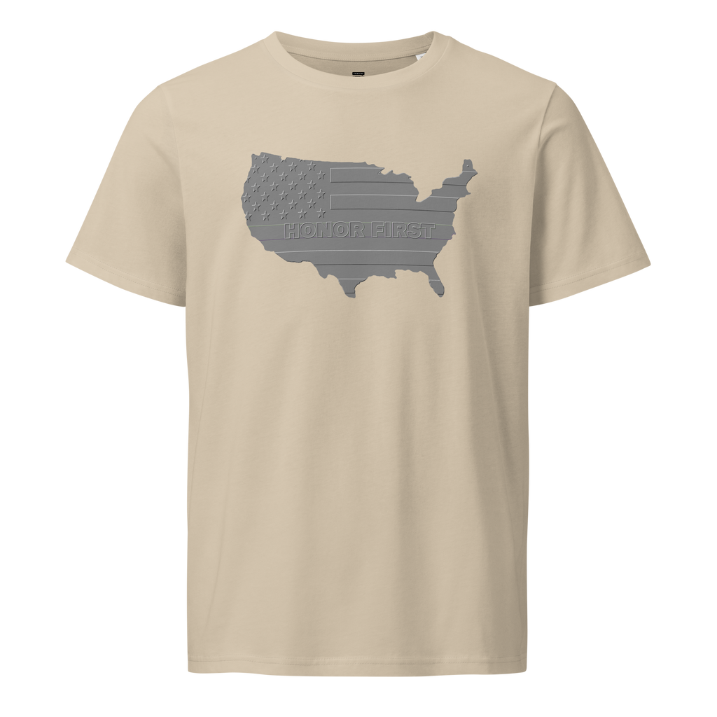Embossed US Flag Honor First - T-shirt - Unisex organic mid-light