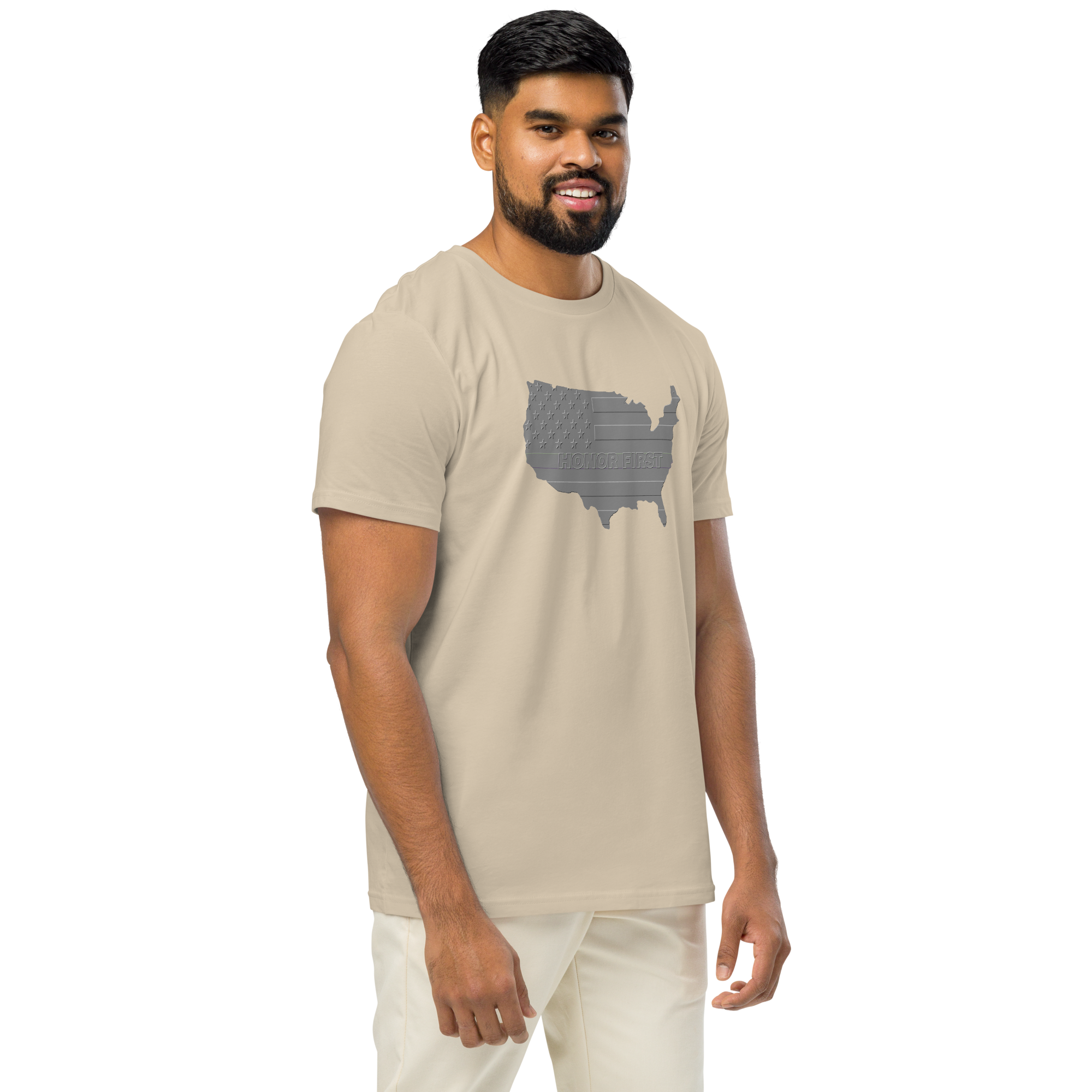 Embossed US Flag Honor First - T-shirt - Unisex organic mid-light