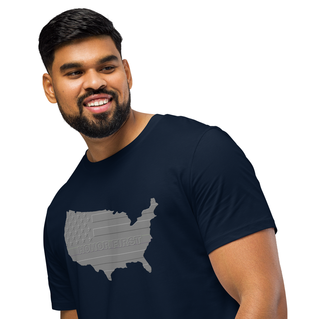 Embossed US Flag Honor First - T-shirt - Unisex organic mid-light
