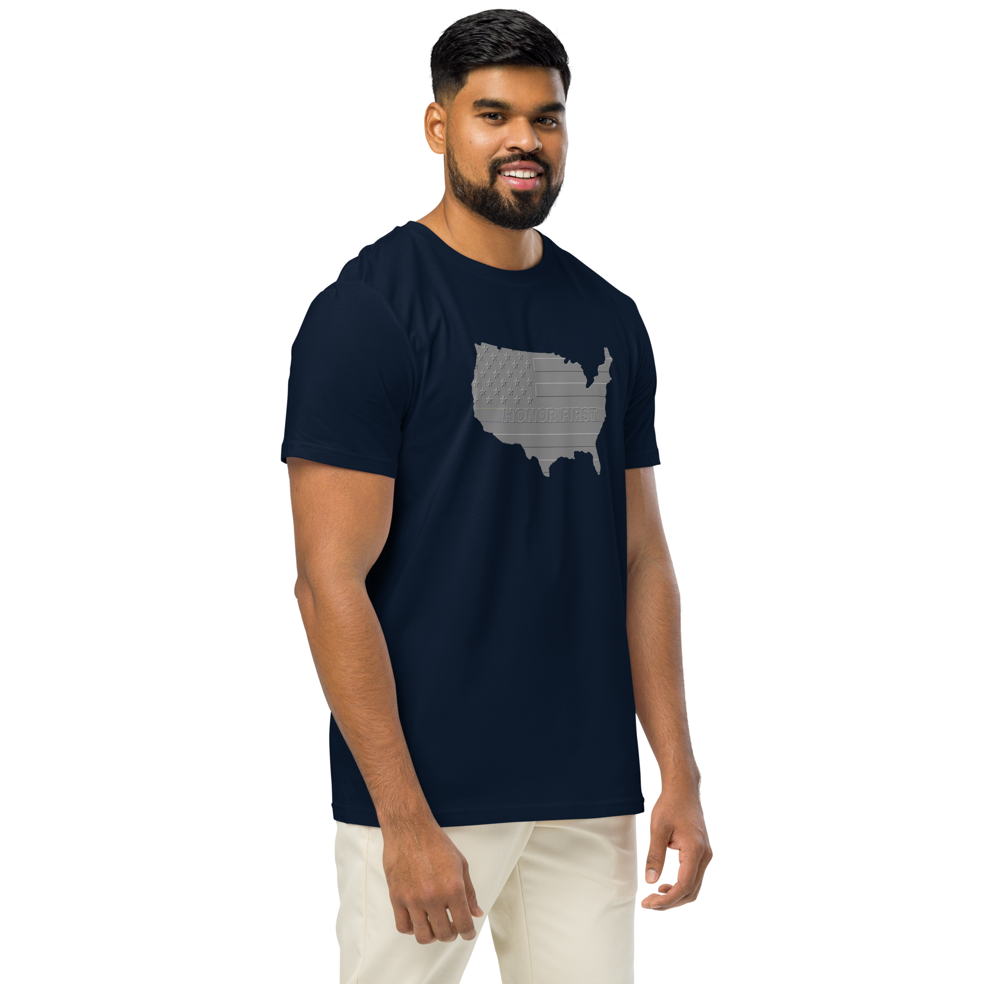 Embossed US Flag Honor First - T-shirt - Unisex organic mid-light