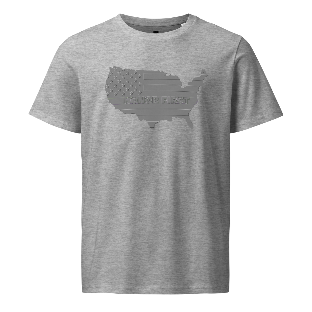 Embossed US Flag Honor First - T-shirt - Unisex organic mid-light