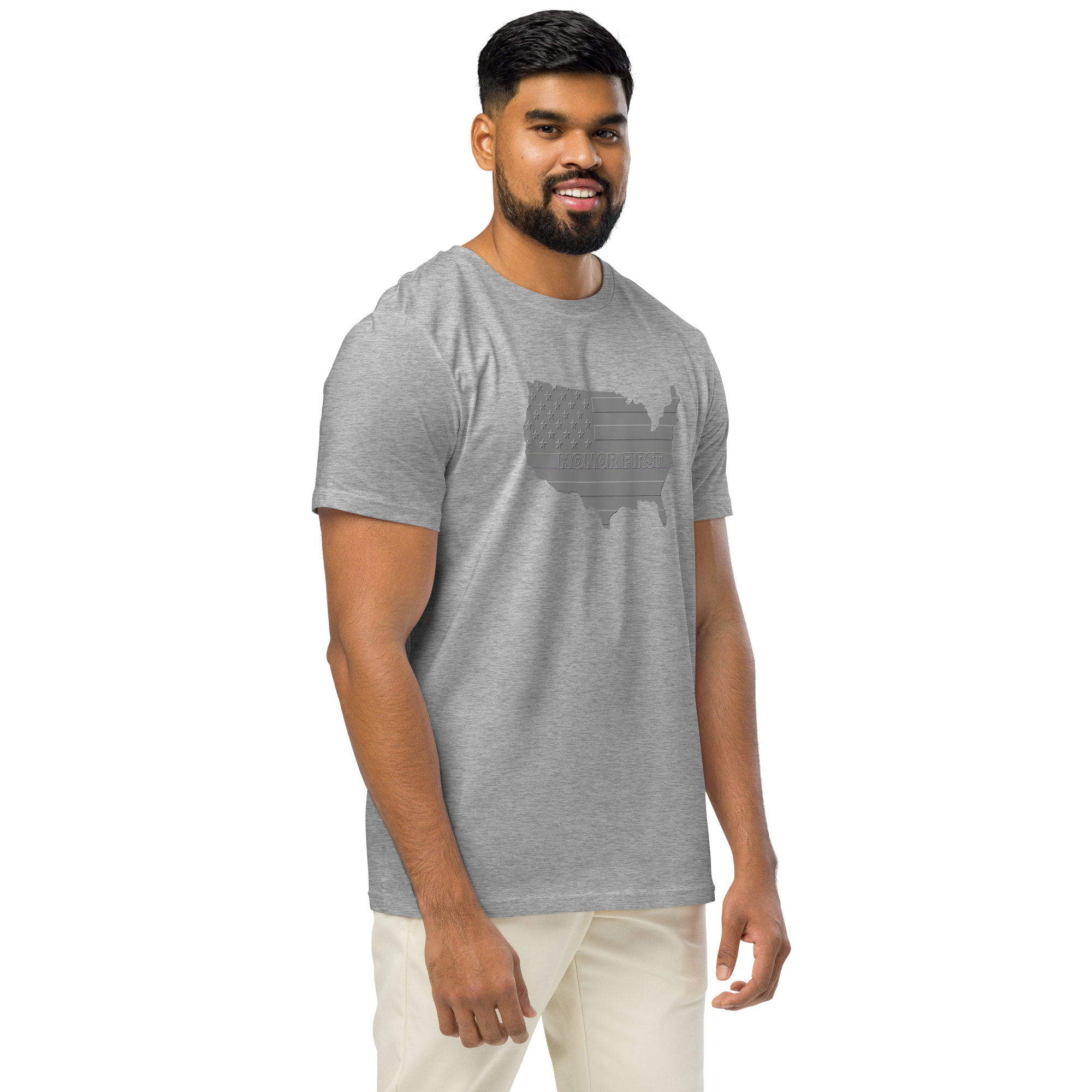 Embossed US Flag Honor First - T-shirt - Unisex organic mid-light