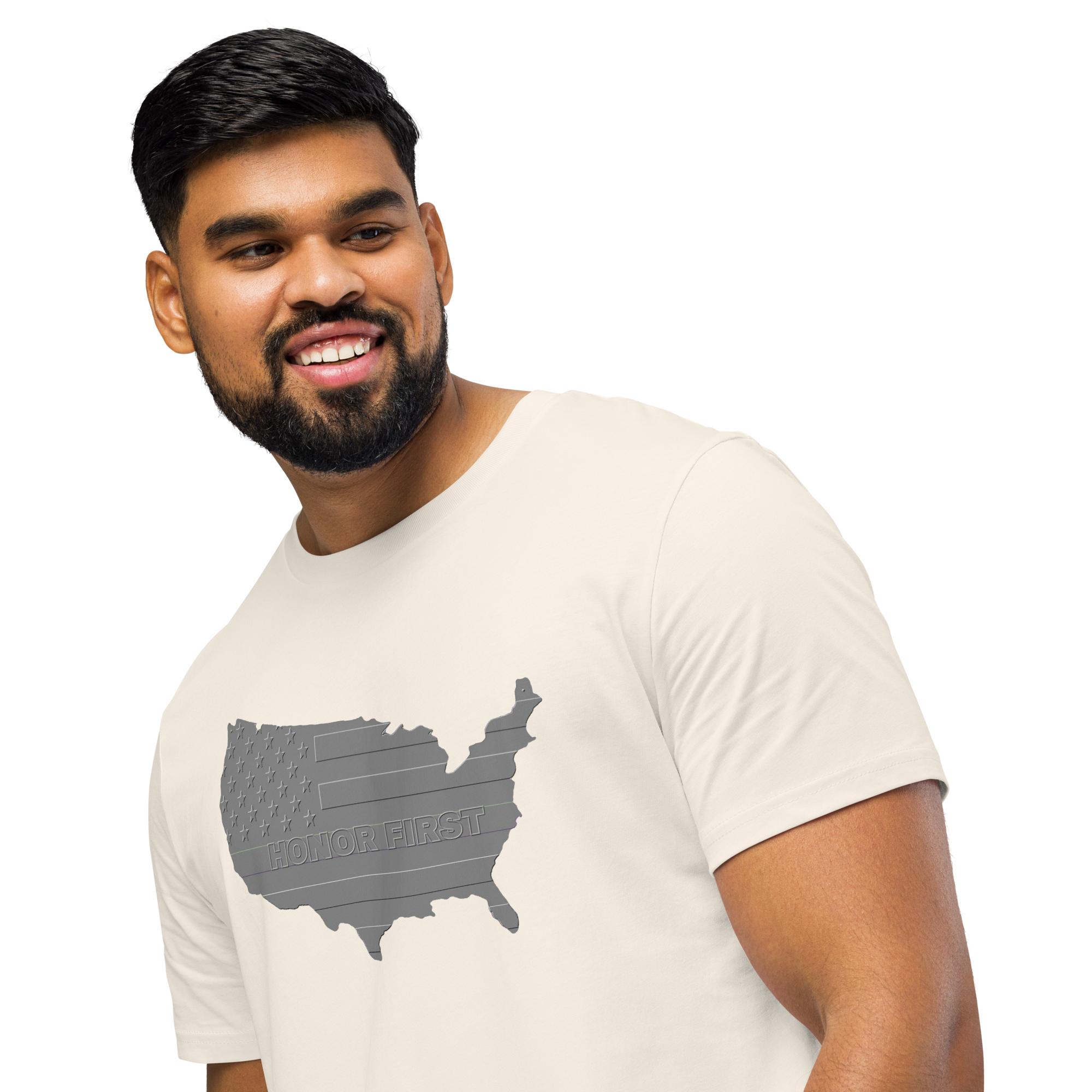 Embossed US Flag Honor First - T-shirt - Unisex organic mid-light