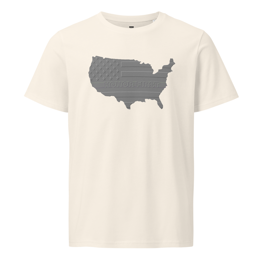 Embossed US Flag Honor First - T-shirt - Unisex organic mid-light