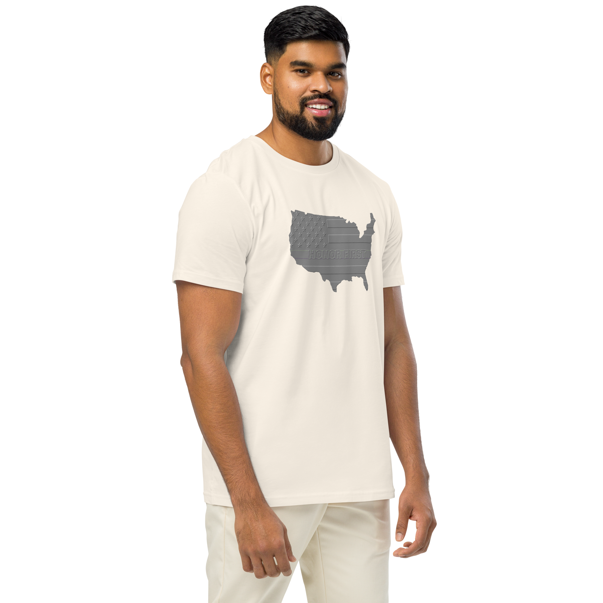 Embossed US Flag Honor First - T-shirt - Unisex organic mid-light