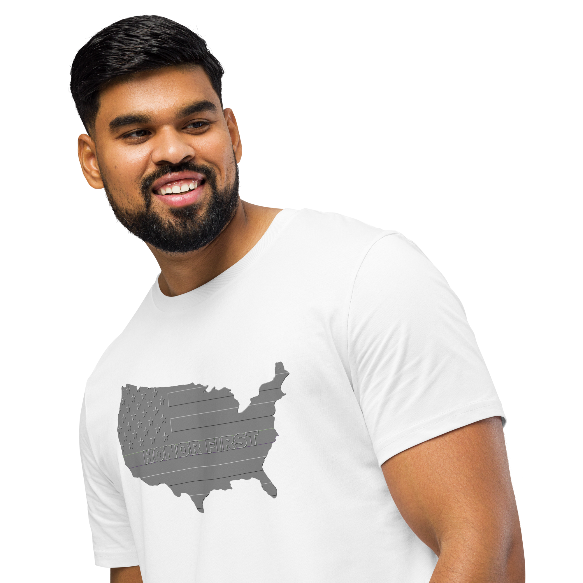 Embossed US Flag Honor First - T-shirt - Unisex organic mid-light