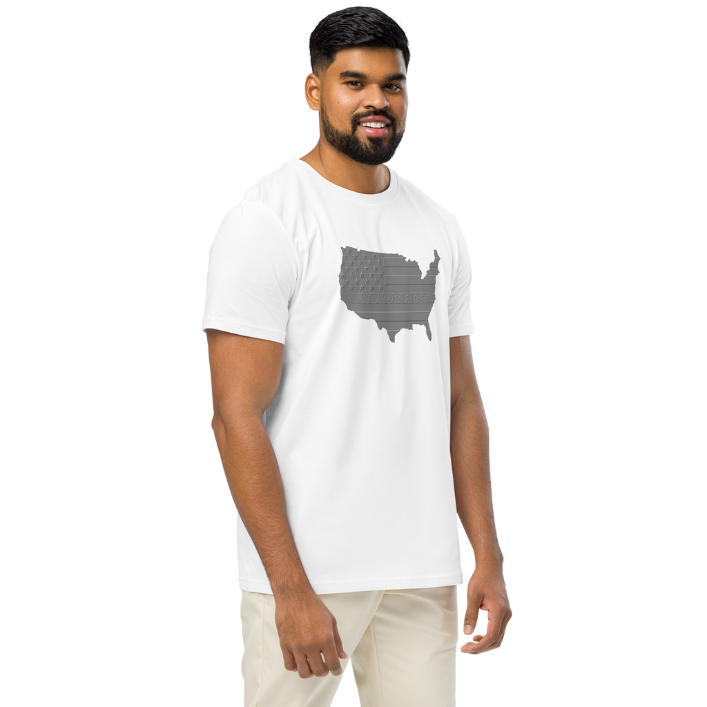 Embossed US Flag Honor First - T-shirt - Unisex organic mid-light