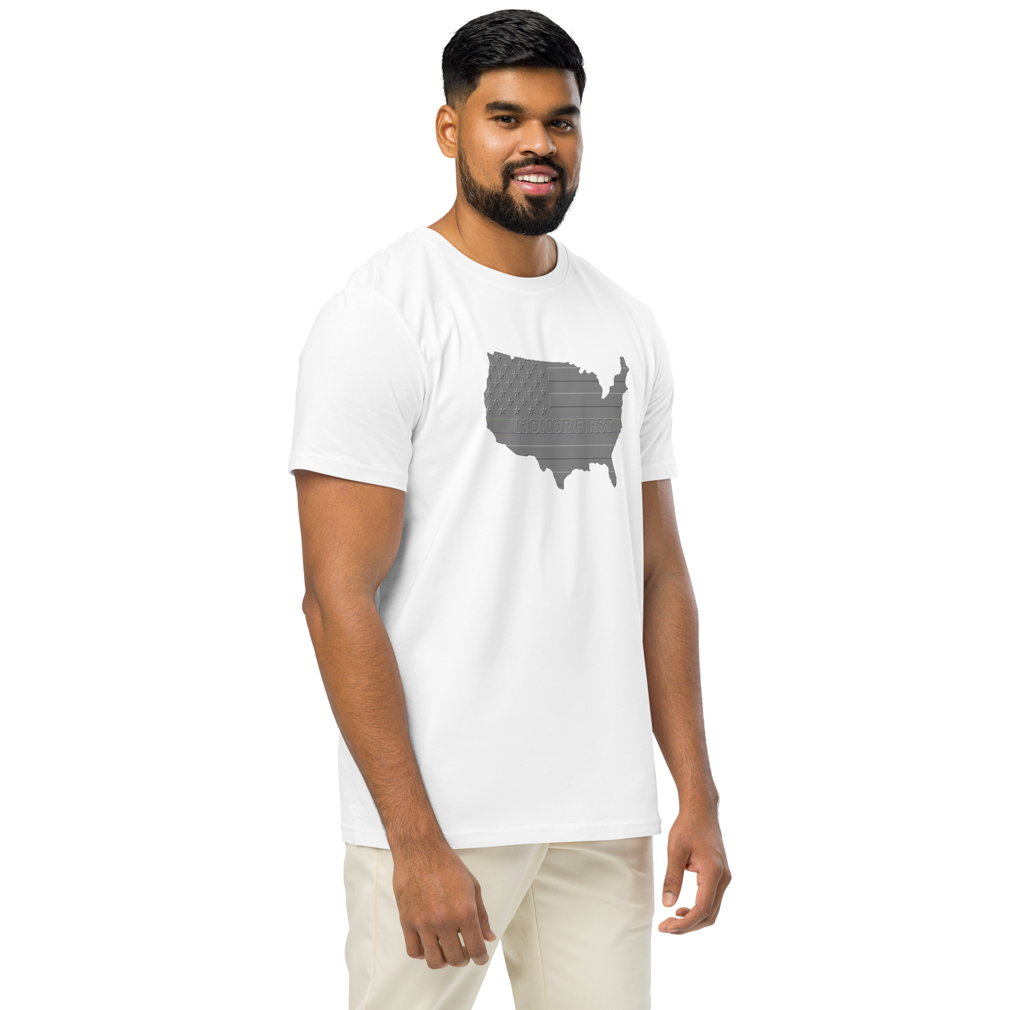 Embossed US Flag Honor First - T-shirt - Unisex organic mid-light