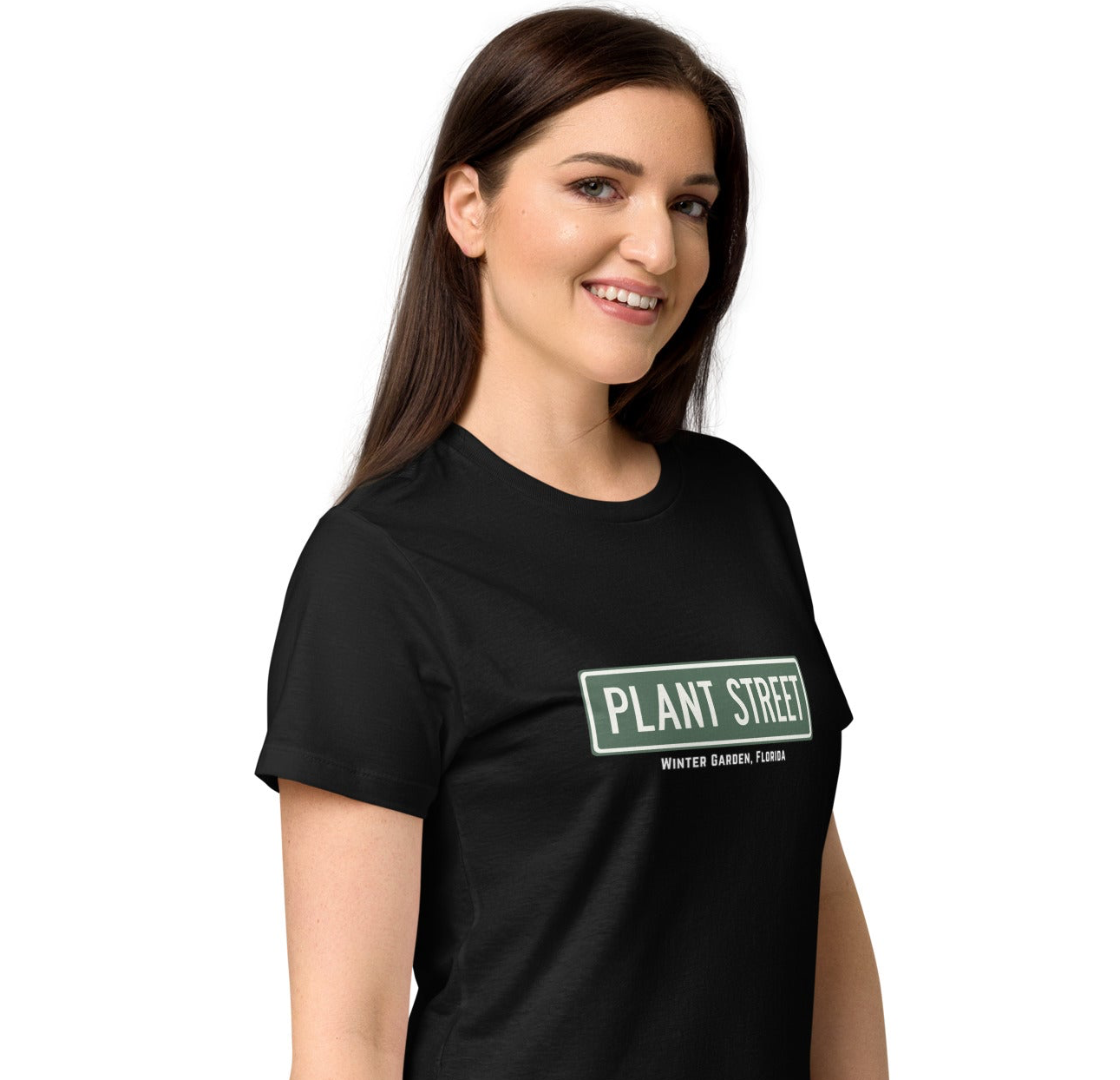Plant Street Sign WG (Black/Navy)- Women's softstyle t-shirt